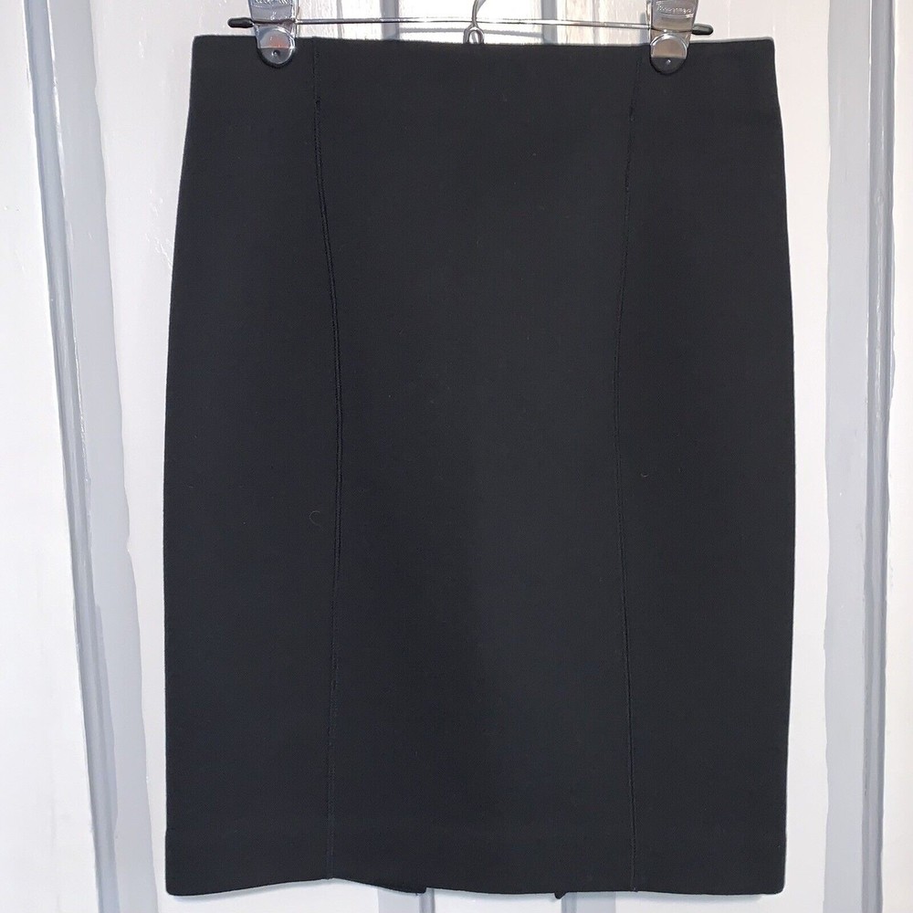 J. Crew Pencil Skirt Exposed Back Double Zipper Stretch Black Size M New